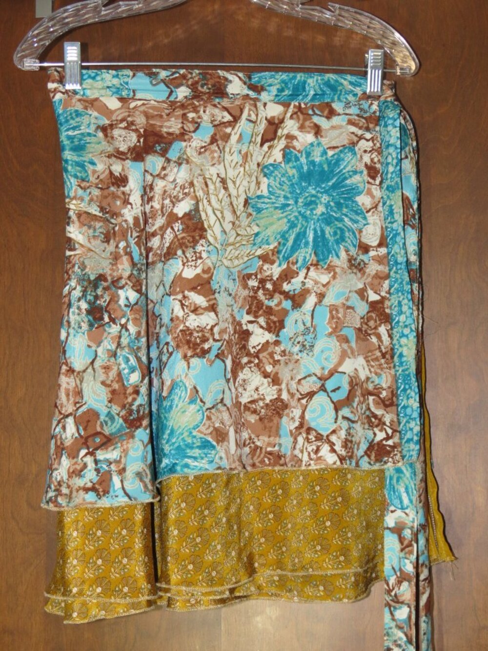 Darn Good Yarn Sari Silk Wrap Skirt XL 14-20 Mini Reversible